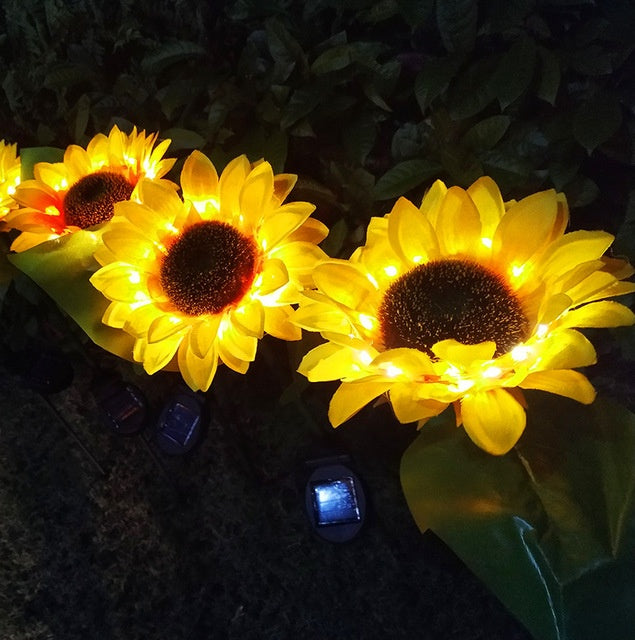 Lampade solari a LED a forma di girasole, luci decorative solari