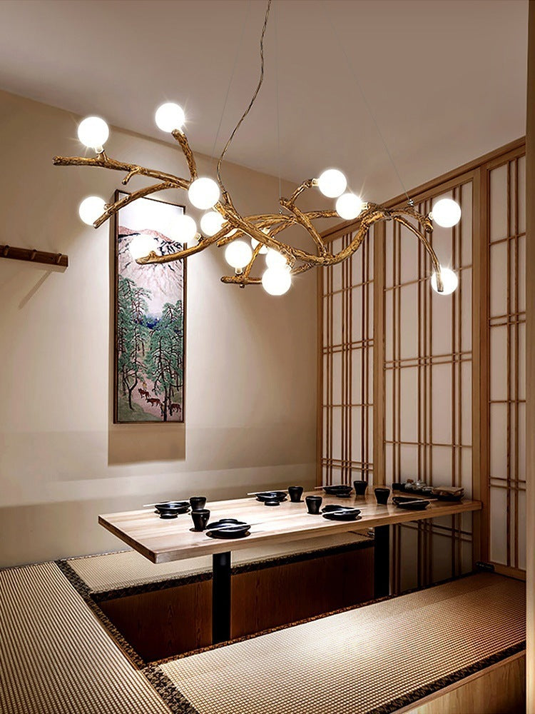 Lampadario da ristorante Luci decorative a forma di ramo di albero Lampade a vento giapponesi Wabi-sabi Zen