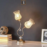 18.75 Inch Rose Gold 2 Flower Horn Ornate Metal Table Lamp 