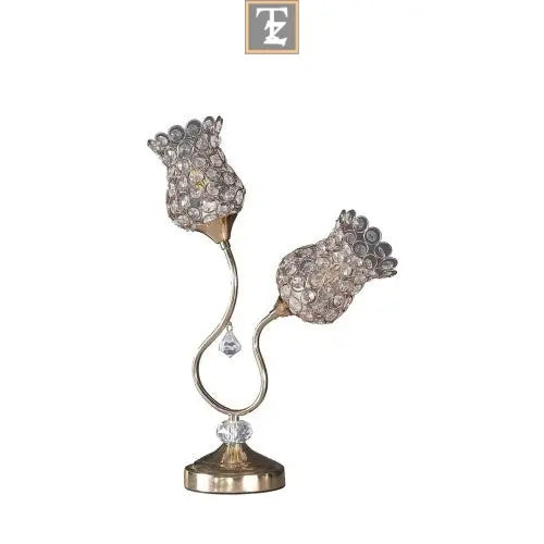 18.75 Inch Rose Gold 2 Flower Horn Ornate Metal Table Lamp