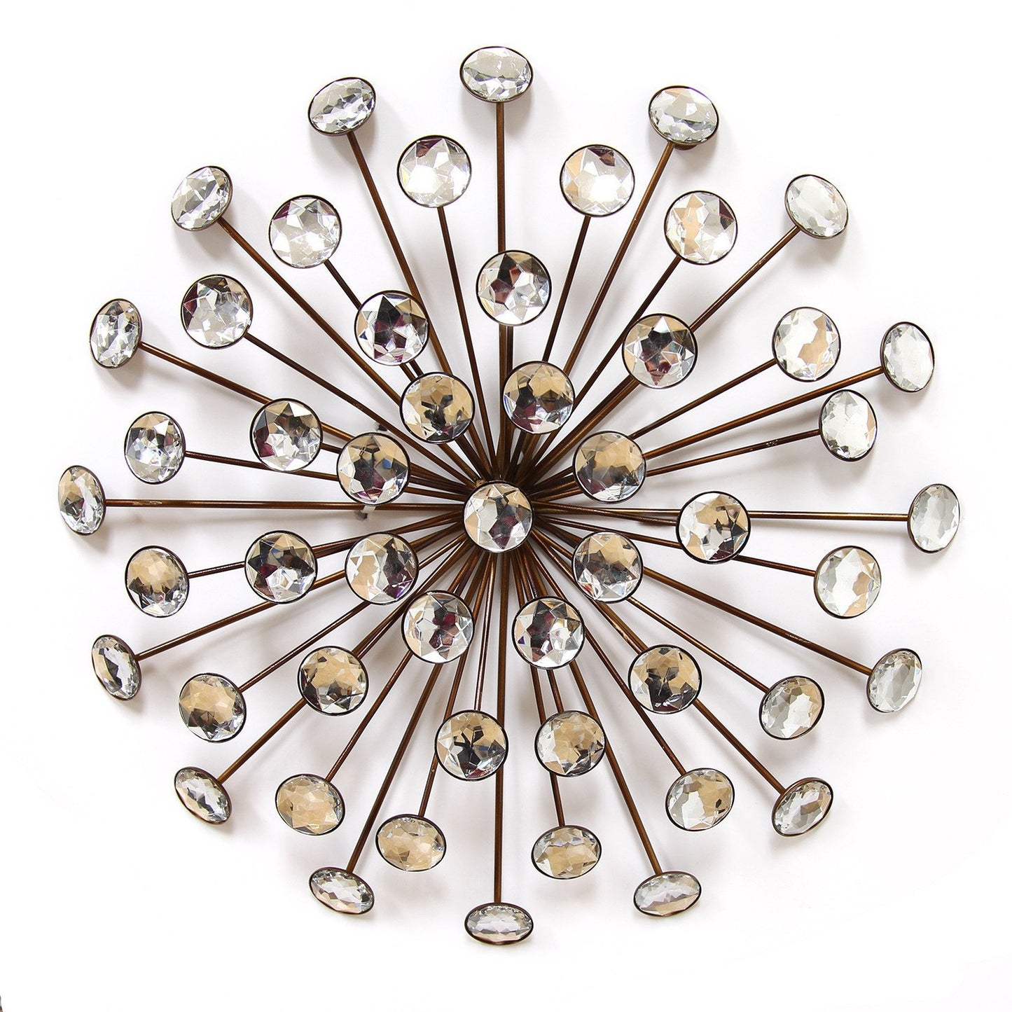16" Contemporary Gold And Faux Crystal Bling Wall Decor-3