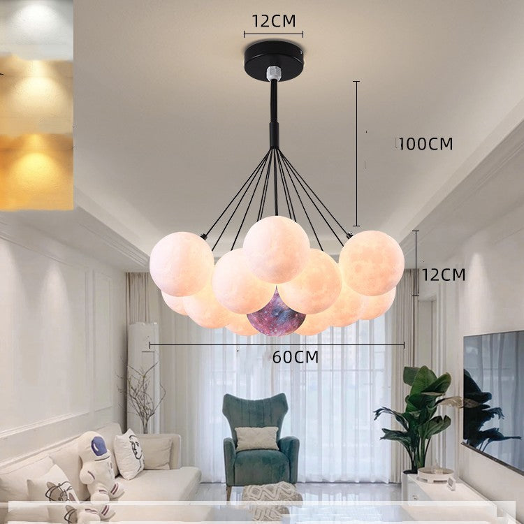 Lampadario da camera da letto Lampade nordiche Luci creative a bolle di luna