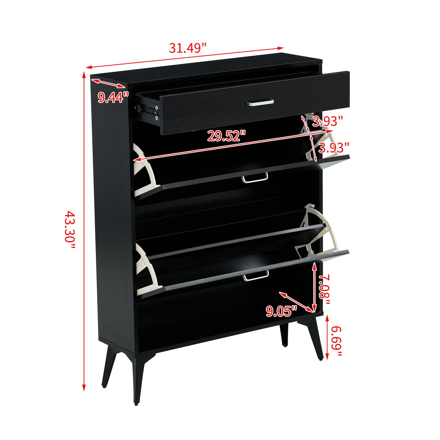Shoe Cabinet , Shoe Storage Shelves, Black