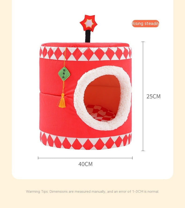 Lucky Persimmon Festive Gift Box Warm Pet Cat Nest