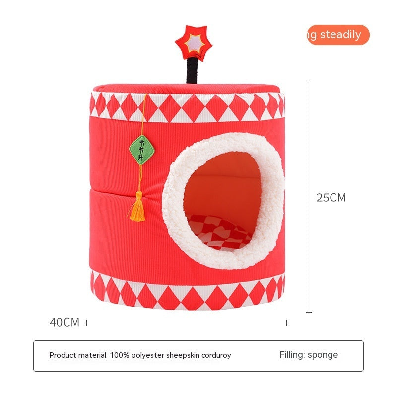 Lucky Persimmon Festive Gift Box Warm Pet Cat Nest