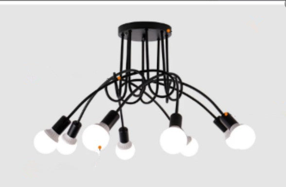 Lampadario minimalista creativo in ferro con tubo di ferro