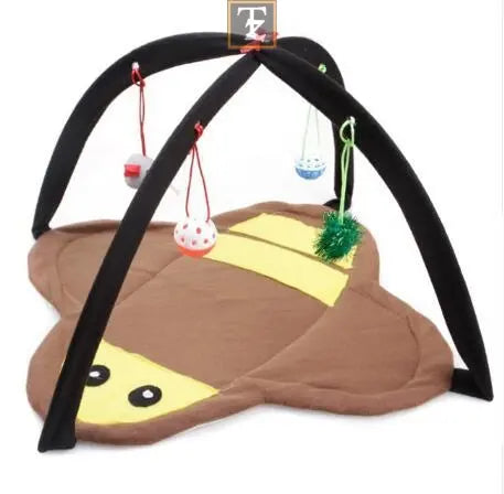 Cartoon Cat Play Tent Multifunctional Cat Hammocks Kitten Sleep Bed Foldable Cat Mat with Balls Cat Play House Toy