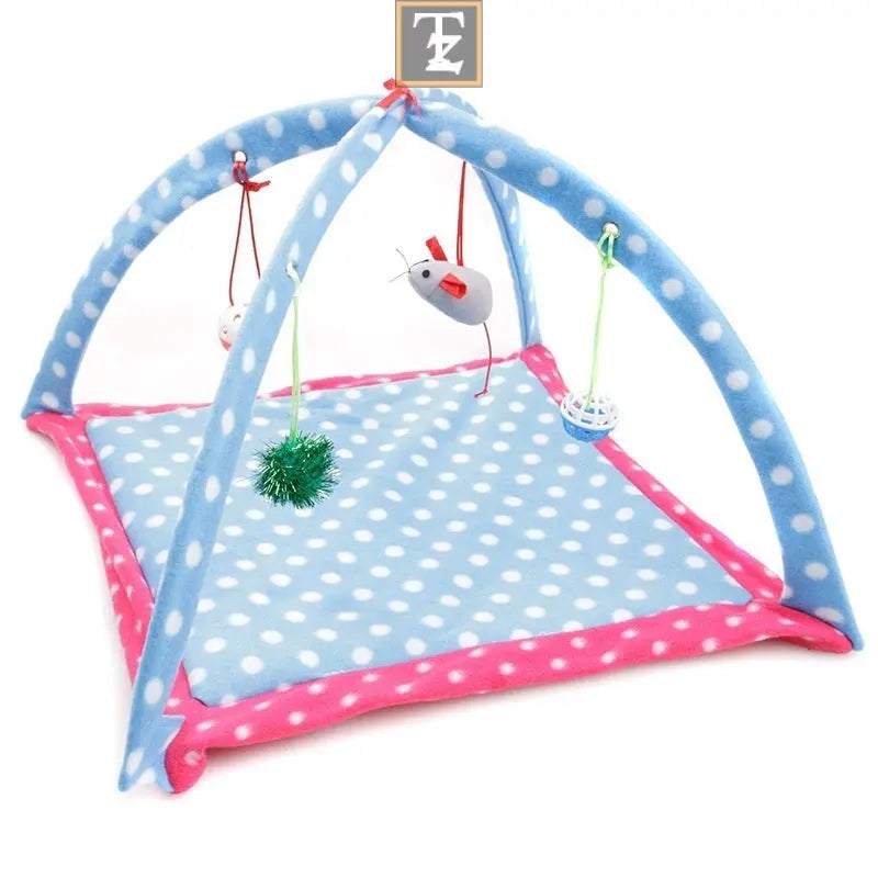 Cartoon Cat Play Tent Multifunctional Cat Hammocks Kitten Sleep Bed Foldable Cat Mat with Balls Cat Play House Toy