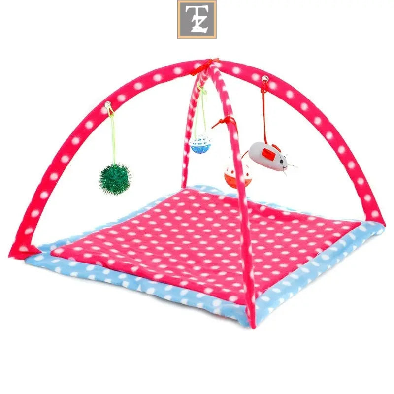 Cartoon Cat Play Tent Multifunctional Cat Hammocks Kitten Sleep Bed Foldable Cat Mat with Balls Cat Play House Toy