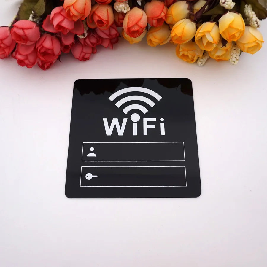 WIFI Sign 3D Acrylic Mirror Wall Stickers Rewritable Handwriting Account and Password For Public Shope Signage