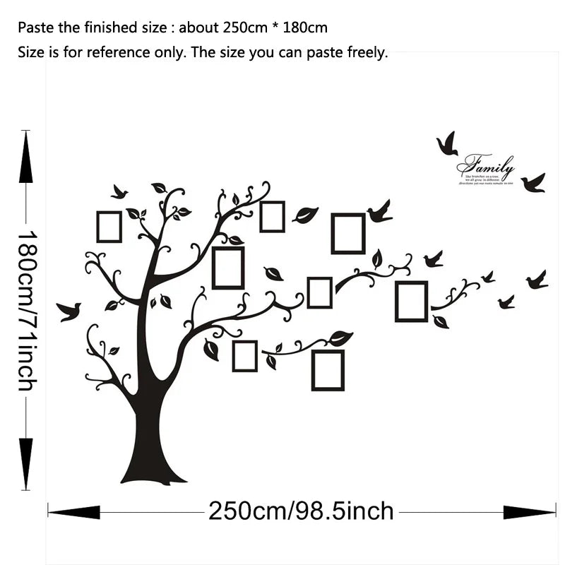 Large Size Photo Tree PVC Wall Decals Family Tree Living Room Background Decoration Wall Stickers Home Decor Self-adhesive Mural