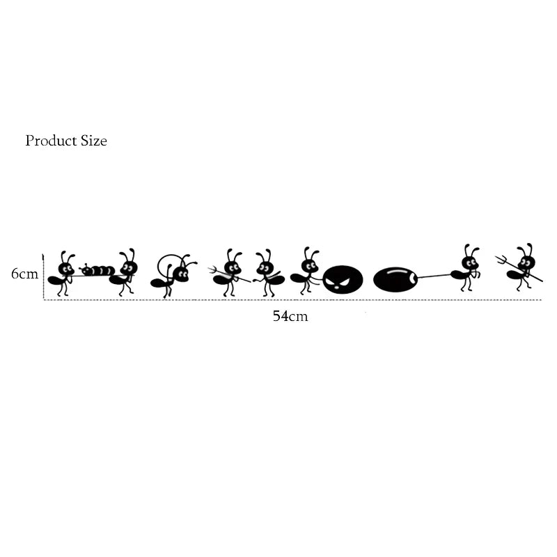 Cartoon Black Ants Move Wall Sticker For Children's Rooms Home Decor Glass Windows Decoration Poster Mural Art Decals Stickers