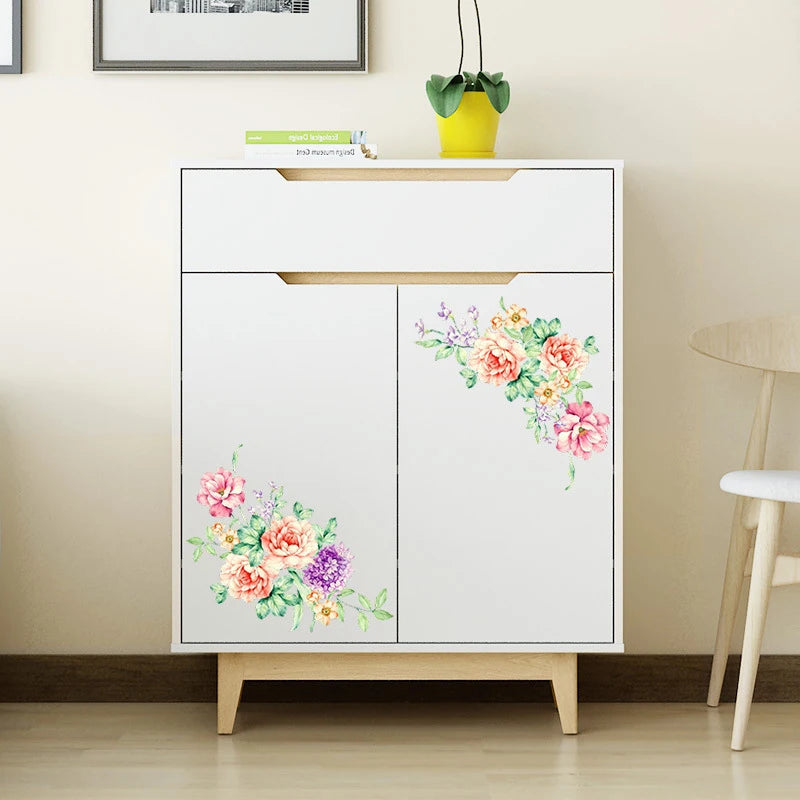 Peony Flowers Wall Stickers Home Decor Wallpaper Removable Vinyl Art Decals For Kids Living Room Toilet Fridge Decoration Poster