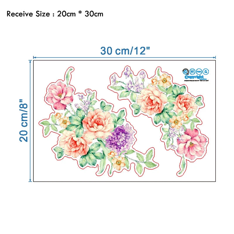 Peony Flowers Wall Stickers Home Decor Wallpaper Removable Vinyl Art Decals For Kids Living Room Toilet Fridge Decoration Poster