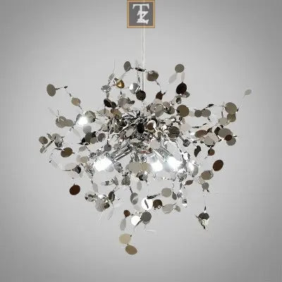 Nordic Minimalist Living Room Window Bar Tree Leaf Stainless Steel Chandelier Routine Essentials Studio