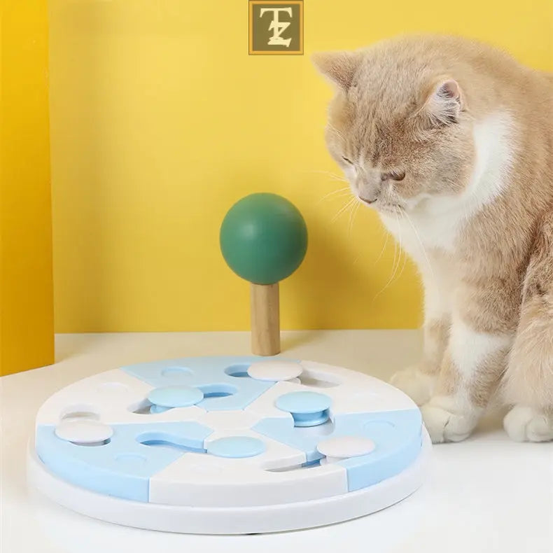 Pet Toy Blue And White Jigsaw Puzzle Feeding Tray