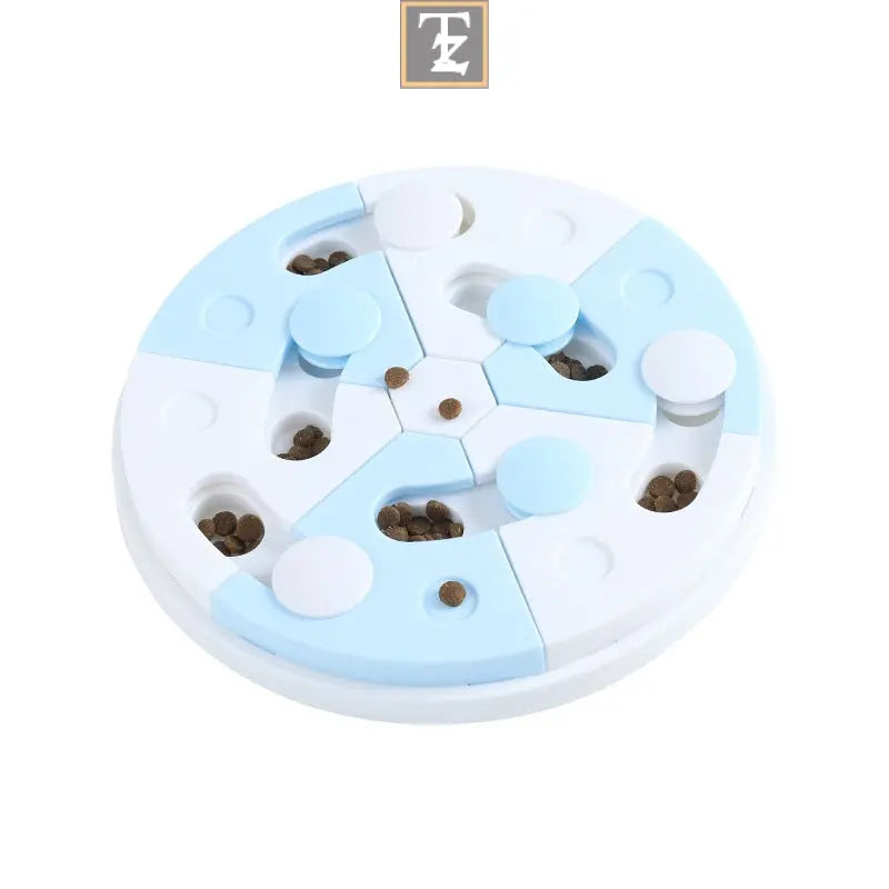 Pet Toy Blue And White Jigsaw Puzzle Feeding Tray
