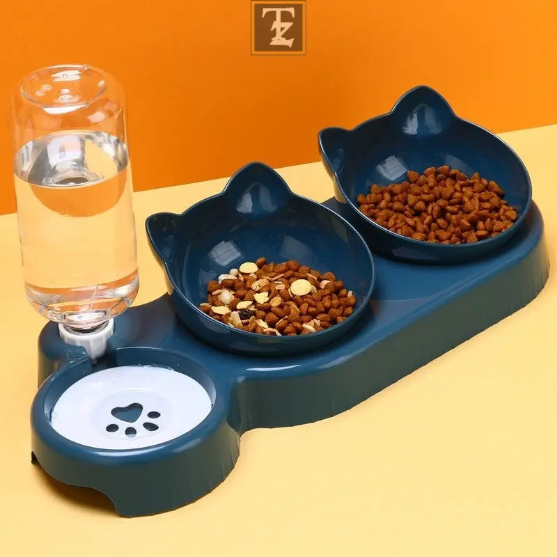 Plastic Double Bowl Anti Roll Pet Products For Cats