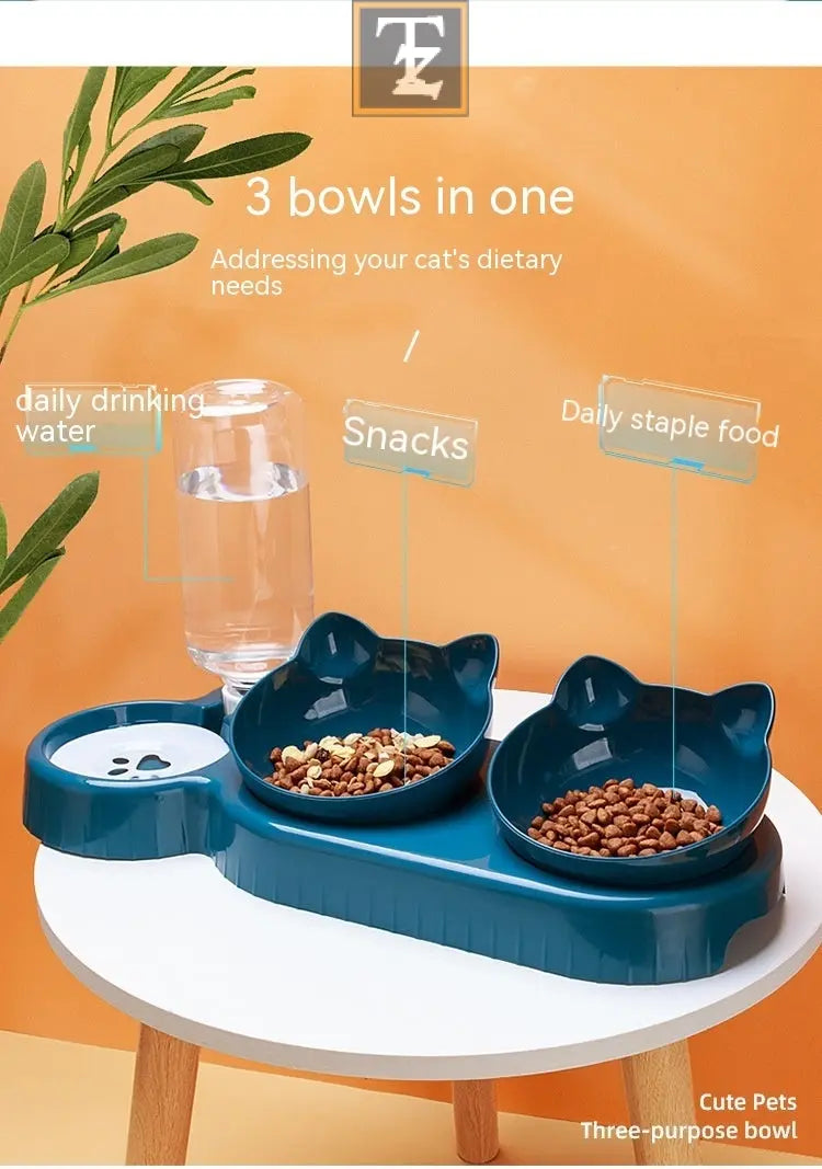 Plastic Double Bowl Anti Roll Pet Products For Cats