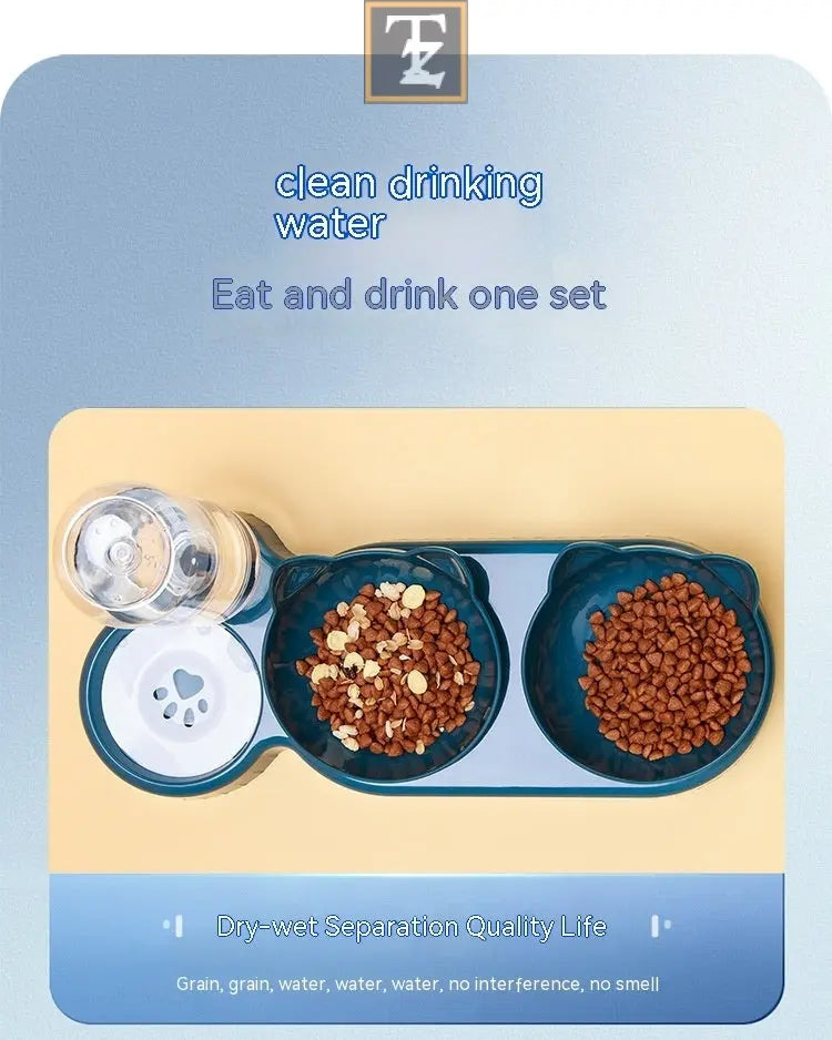 Plastic Double Bowl Anti Roll Pet Products For Cats