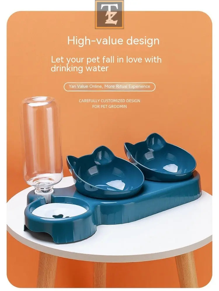 Plastic Double Bowl Anti Roll Pet Products For Cats