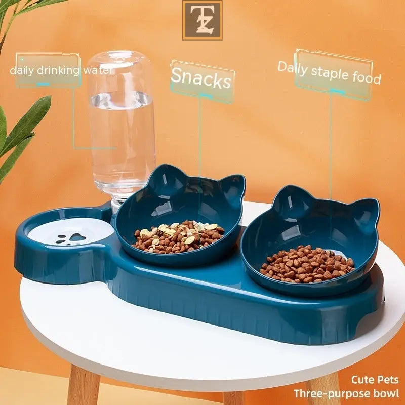 Plastic Double Bowl Anti Roll Pet Products For Cats
