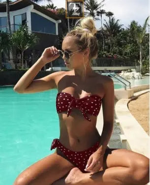 Polka dot print sexy bikini split bikini