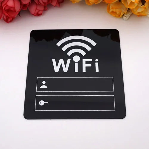 WIFI Sign 3D Acrylic Mirror Wall Stickers Rewritable Handwriting Account and Password For Public Shope Signage