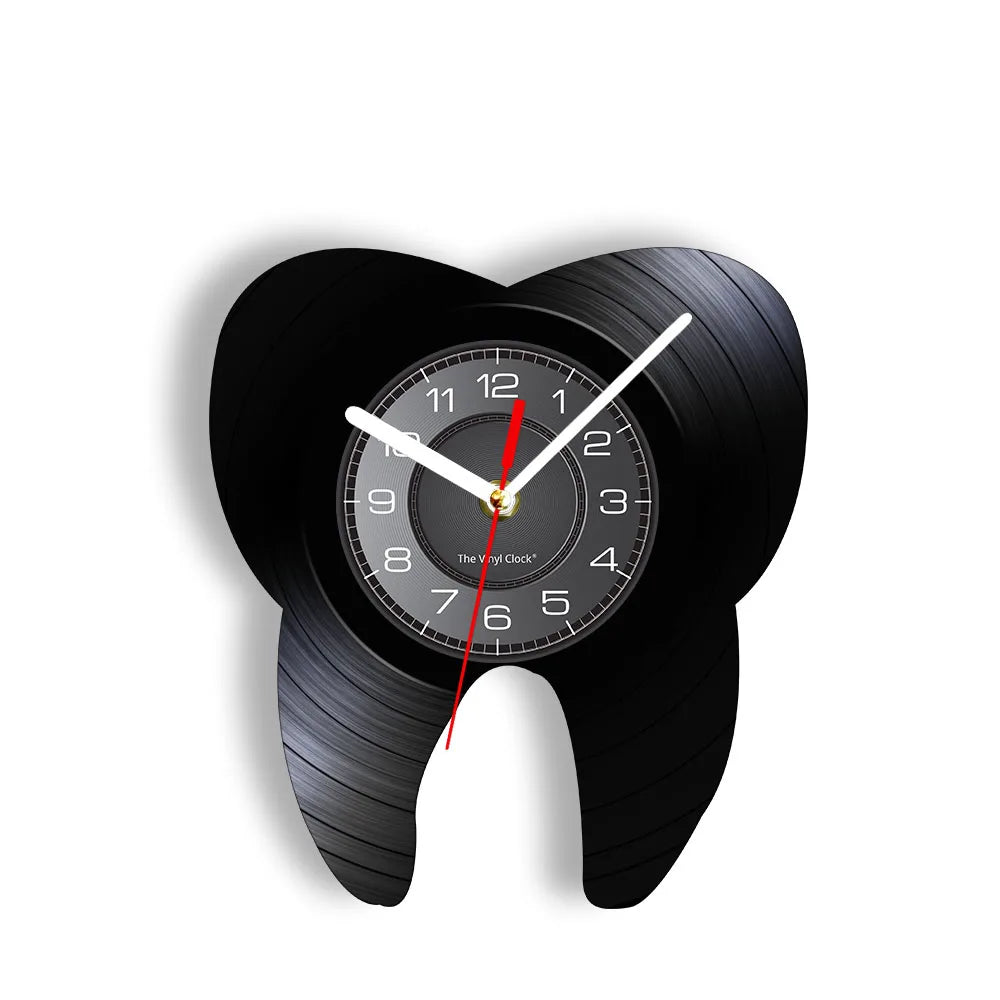 Dentist Equipment Dental Office Teeth Wall Sign Decorative Clock Orthodontist Vinyl Record Wall Clock Nurse Appreciation Gift