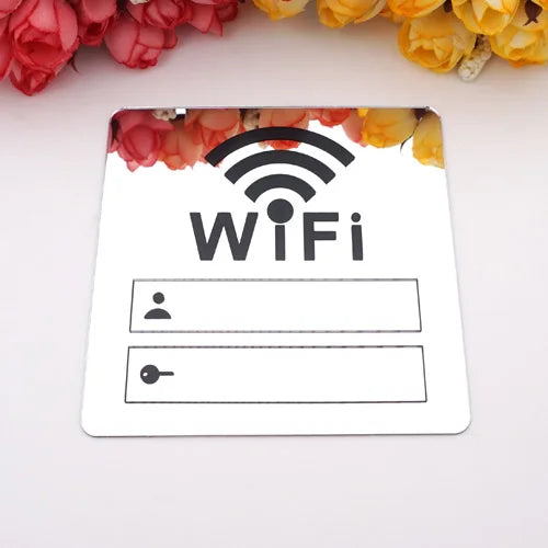 WIFI Sign 3D Acrylic Mirror Wall Stickers Rewritable Handwriting Account and Password For Public Shope Signage