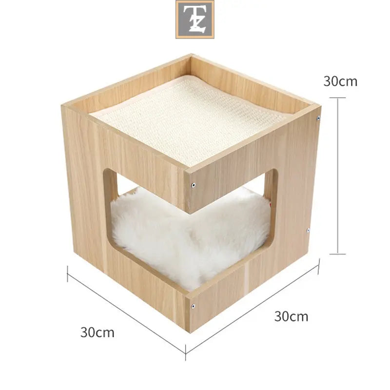 Solid Wood Double Layer No Trace Stickers Sisal Cat Nest