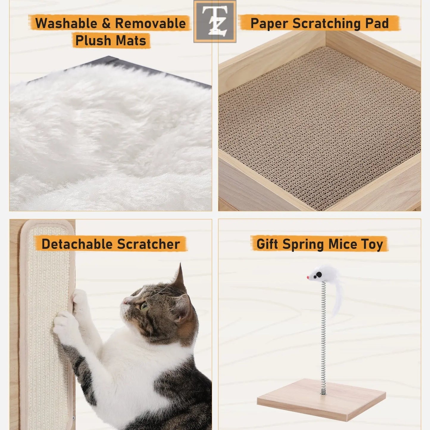 Solid Wood Double Layer No Trace Stickers Sisal Cat Nest