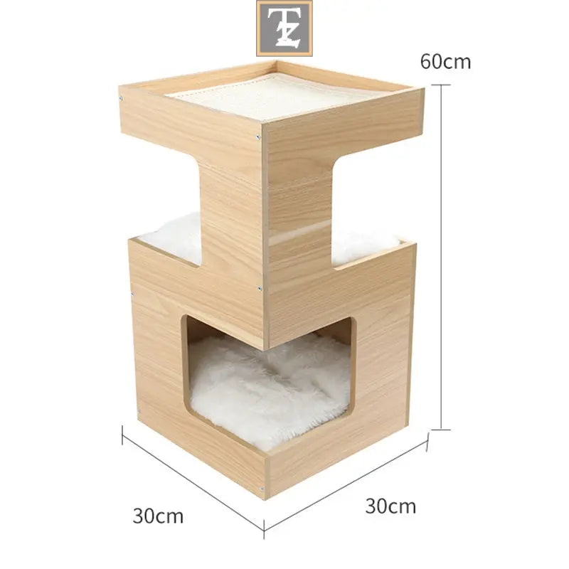Solid Wood Double Layer No Trace Stickers Sisal Cat Nest