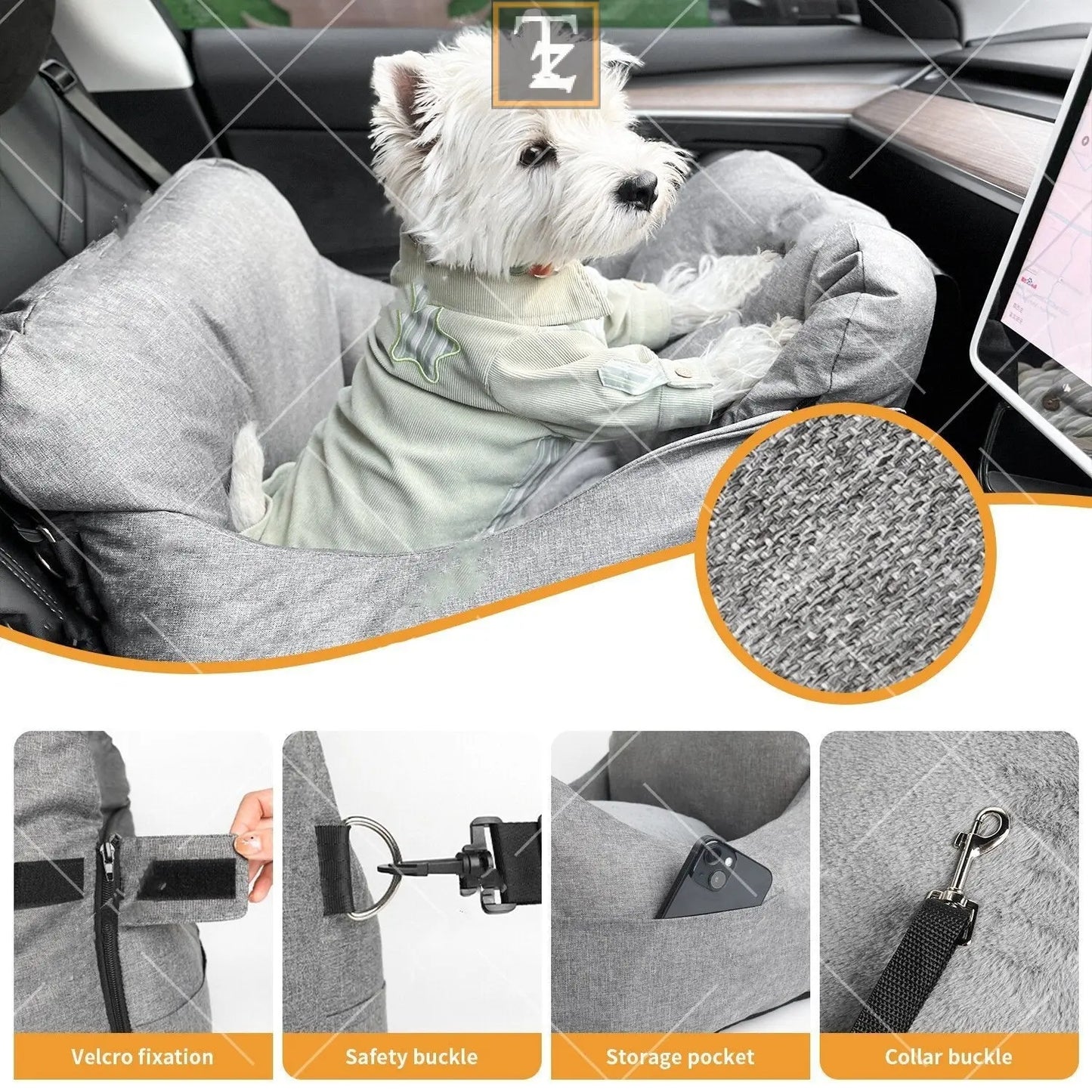 Travel Car Kennel Removable And Washable Pet Car Kennel