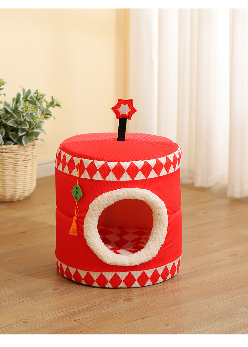 Lucky Persimmon Festive Gift Box Warm Pet Cat Nest