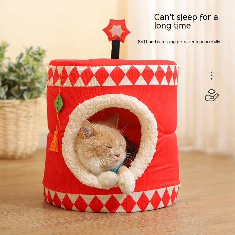 Lucky Persimmon Festive Gift Box Warm Pet Cat Nest