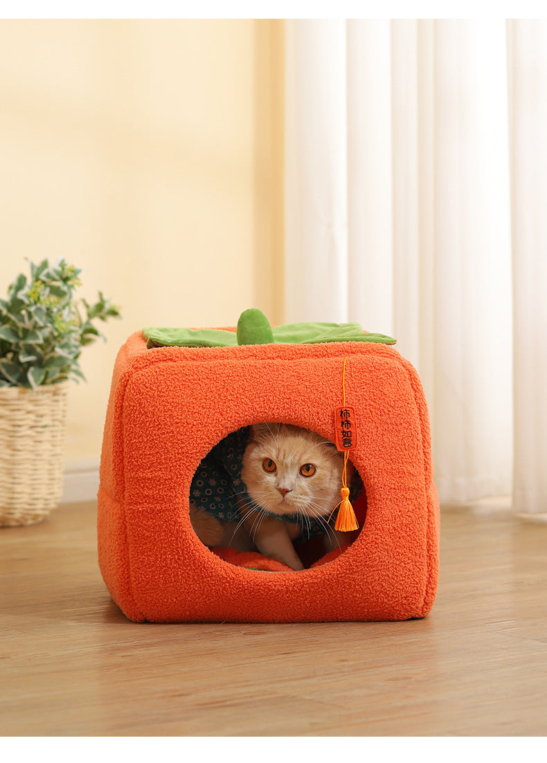 Lucky Persimmon Festive Gift Box Warm Pet Cat Nest
