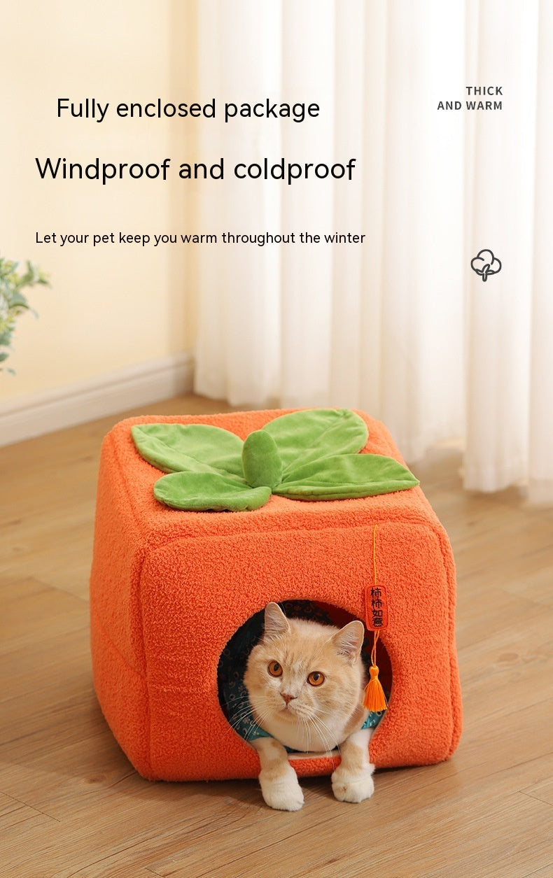 Lucky Persimmon Festive Gift Box Warm Pet Cat Nest