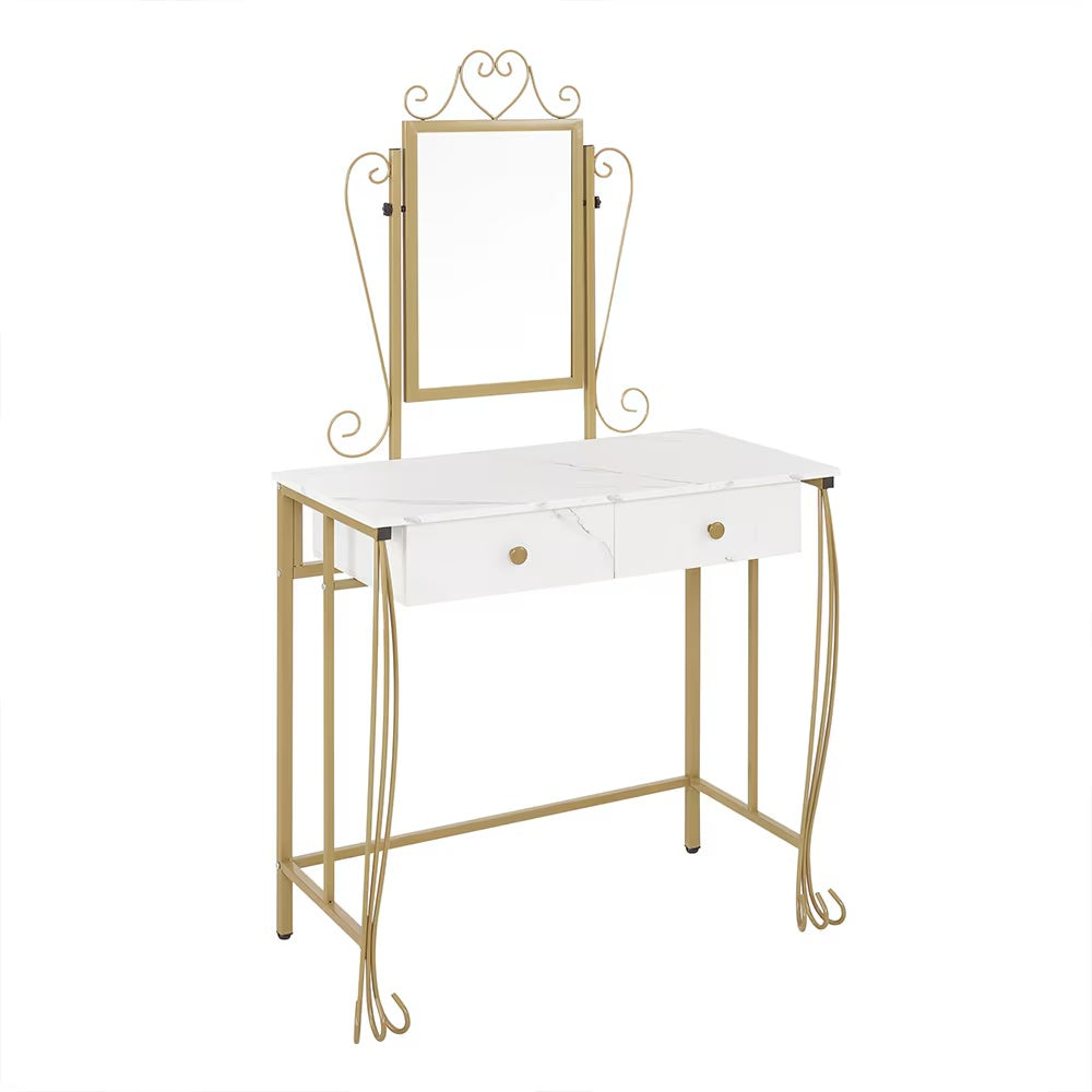 Set da toeletta con specchio e sgabello, scrivania da trucco bianca con cassetti per ragazze, donne, camera da letto, regalo