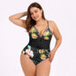 Women's Plus Size Bikini Printed Bouquet Waist TEZZONMAART