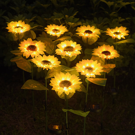 Lampade solari a LED a forma di girasole, luci decorative solari