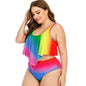 Plus Size Women's Split Rainbow Swimsuit TEZZONMAART