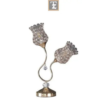 18.75 Inch Rose Gold 2 Flower Horn Ornate Metal Table Lamp 