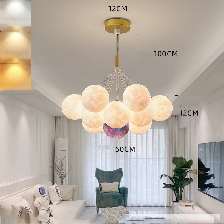 Lampadario da camera da letto Lampade nordiche Luci creative a bolle di luna