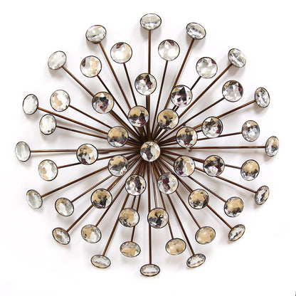 16" Contemporary Gold And Faux Crystal Bling Wall Decor-1