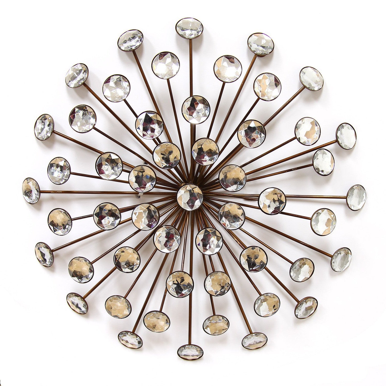 16" Contemporary Gold And Faux Crystal Bling Wall Decor-3