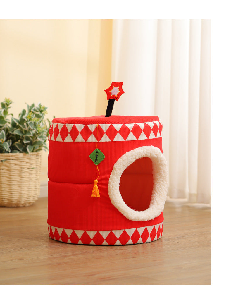 Lucky Persimmon Festive Gift Box Warm Pet Cat Nest