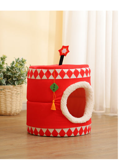 Lucky Persimmon Festive Gift Box Warm Pet Cat Nest