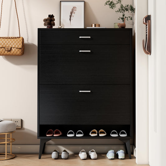 Shoe Cabinet , Shoe Storage Shelves, Black