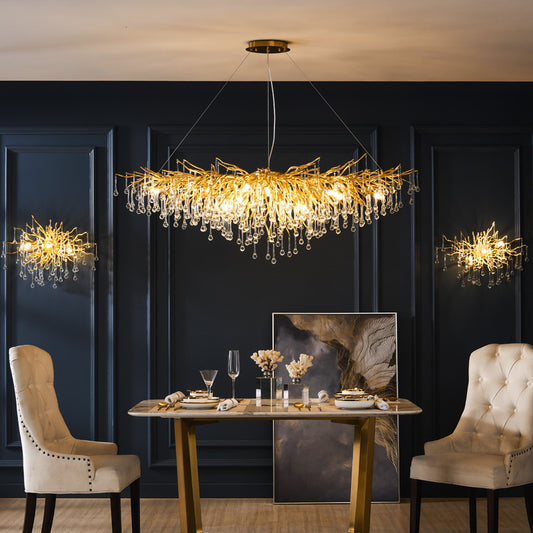 Lampadario di lusso postmoderno con goccia d'acqua e lampada di cristallo con atmosfera